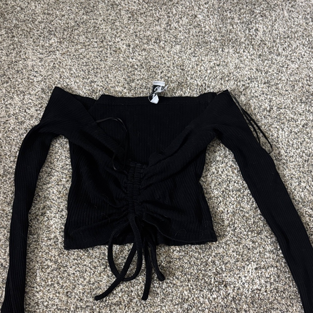 Elegant Black Off-Shoulder Crop Top
